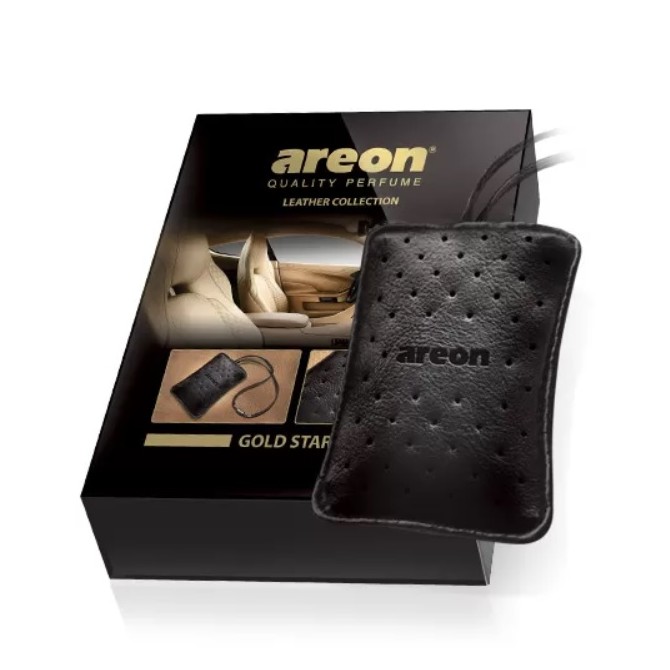 AREON Leather Gold Star air freshener in box