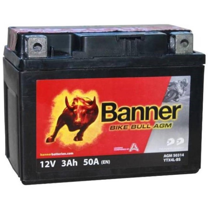 Akum.Banner 3 Ah Bike Bull AGM 12V 50A 114x71x86mm