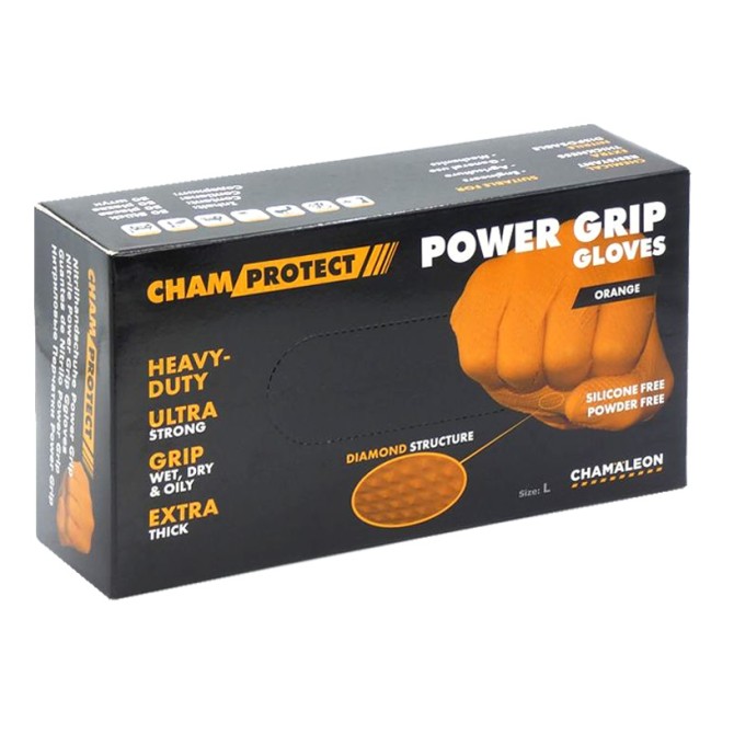 CHAMAELEON Nitrile Gloves Power Grip Xl Orange (50 Pcs.) ühekordsed nitriilkindad