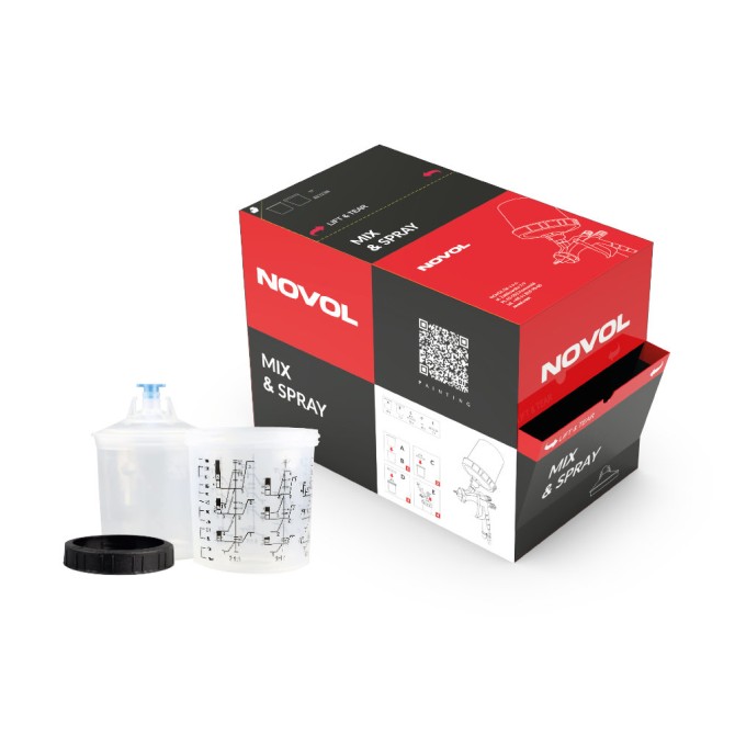 NOVOL Mix&Spray Kit 400 ml, 125µ (50 pcs.) kaanega konteiner