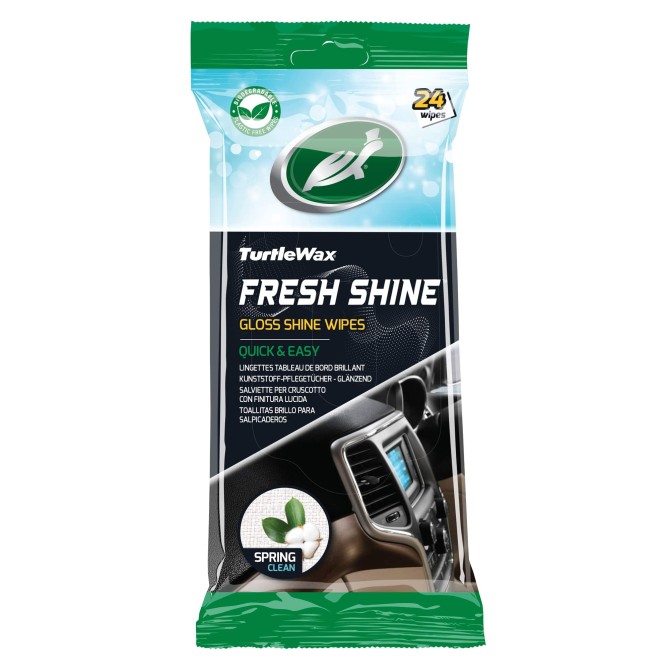 TURTLE WAX Fresh shine gloss wipes 24pc. salono plastiko servetėlės