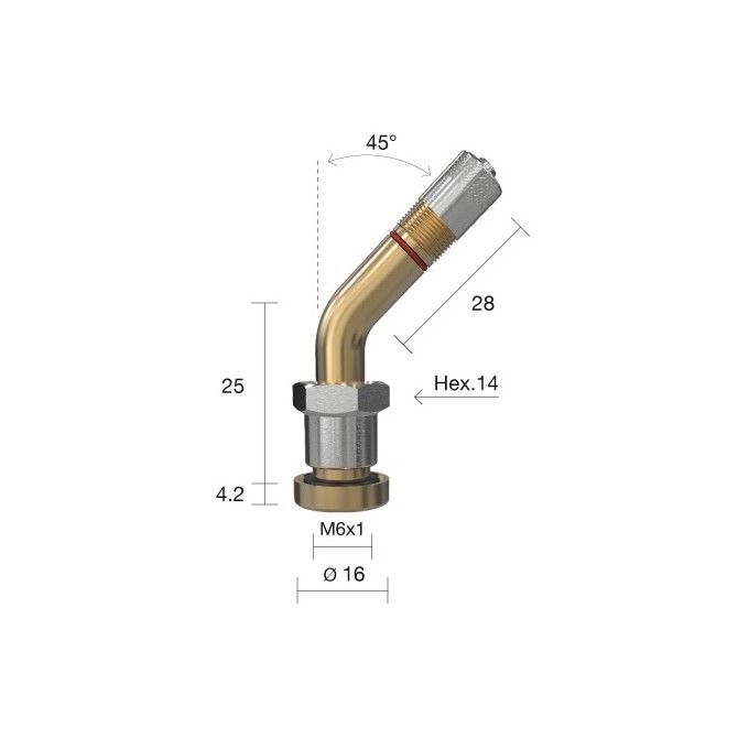 WONDER TPMS valve, screw VA85 incl. metalinis vožtuvas