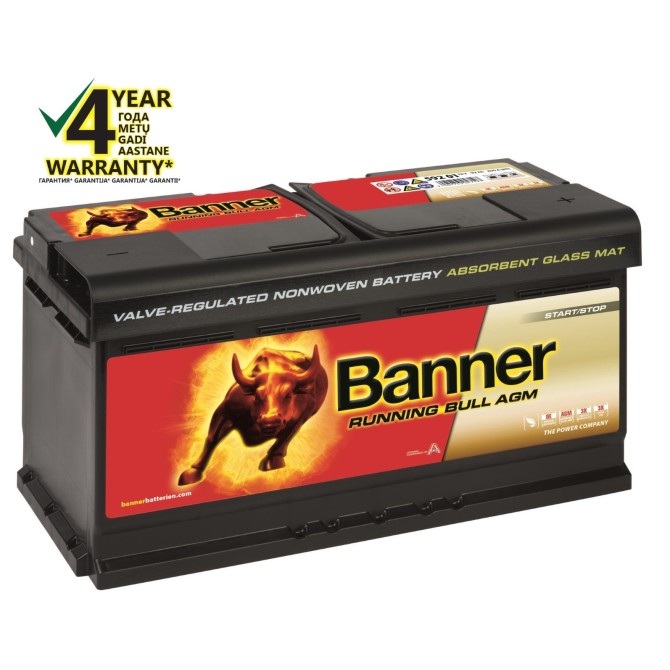 BANNER Running Bull AGM 92Ah 850A 12V 354x175x190mm аккумулятор