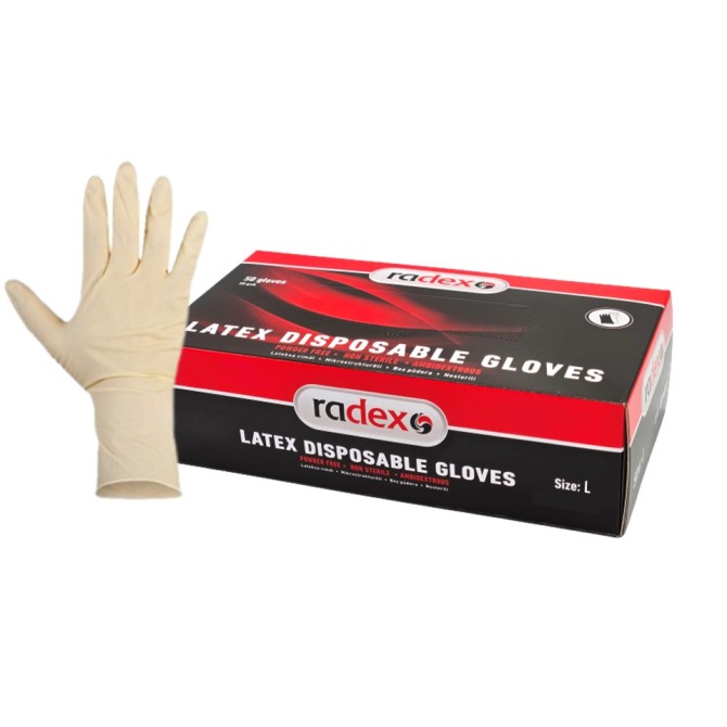 RADEX RADEX Latex Disposable Gloves L (50 Pcs.) ühekordsed latekskindad