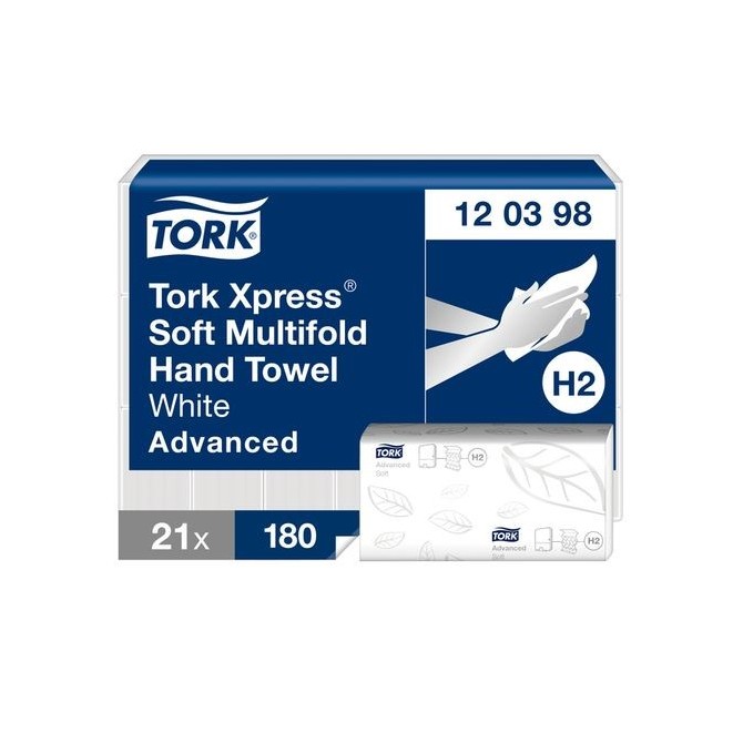 TORK Advanced Interfold Hand Towel, H2, 2 Ply, 180 Towels 