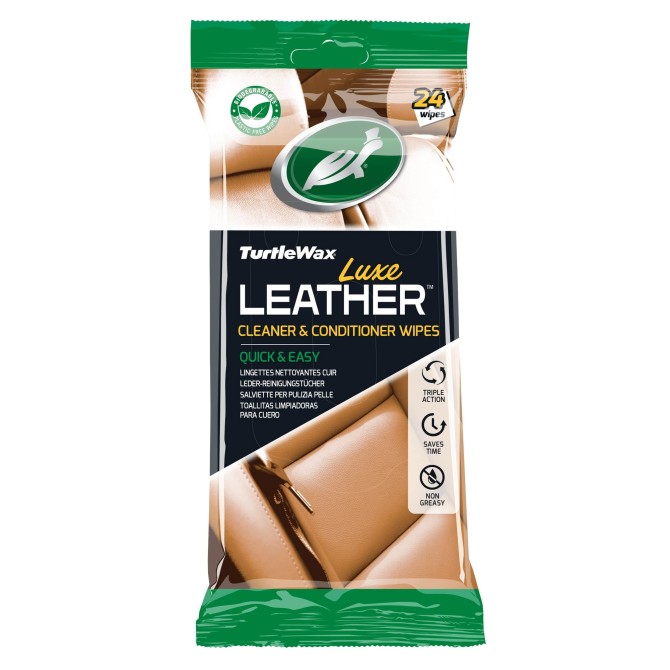 TURTLE WAX Luxe Leather Wipes 24 pc. odos valymo servetėlės