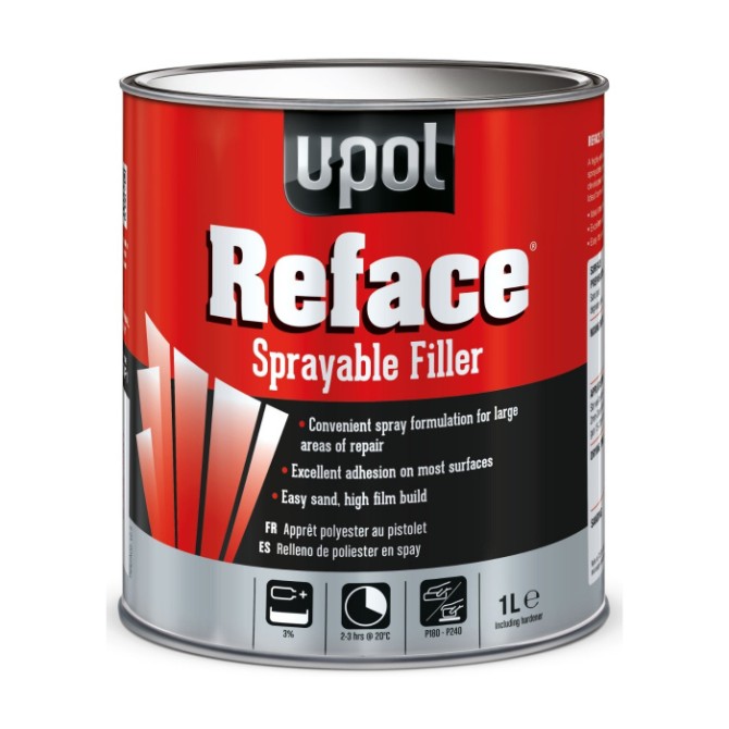 U-POL REFACE spray filler 1 l  izsmidzināmā tepe