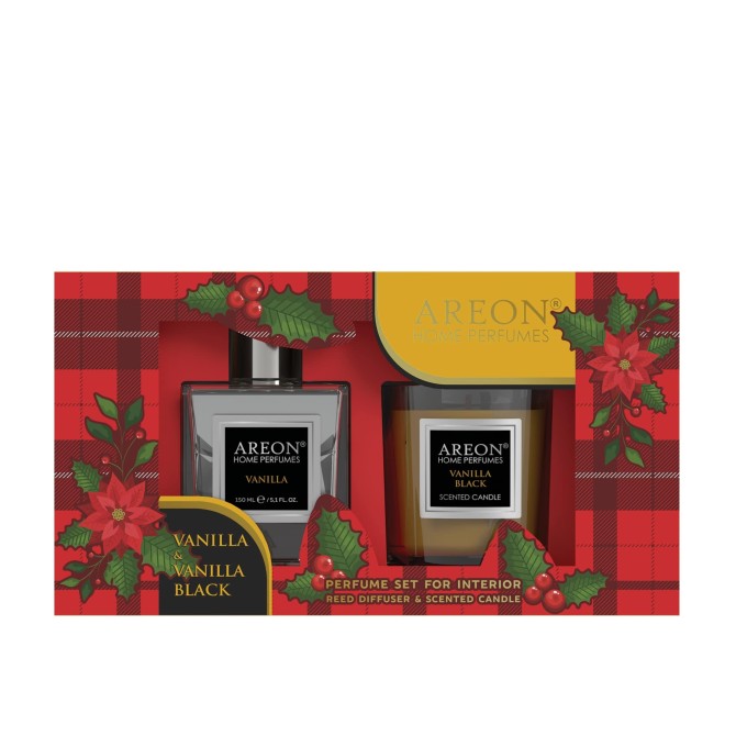 AREON Vanilla Black set: home perfume 150 ml + candle Vanilla Black комплект