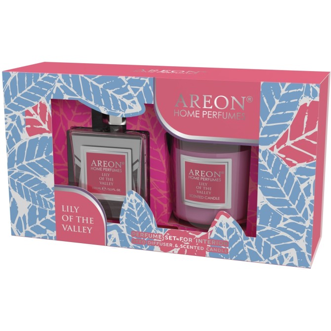 AREON Lily of the Valley set: home perfume 150 ml + candle Lily of the Valley komplekts