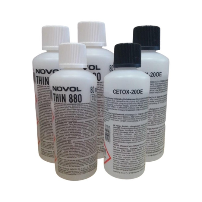 NOVOL P-S Thin880 3x80 ml + Cetox 2x90 ml RINKINYS PS purškiamam glaistui: skiediklis + kietiklis