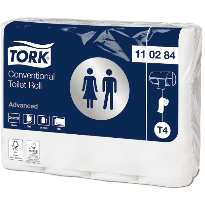 TORK WC popierius rulone, T4 2sl,248 lapeliai (24 vnt.) 