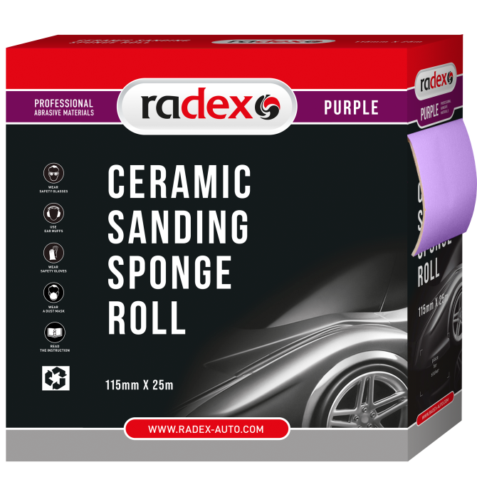 RADEX Ceramic.popier. P800 minkštu  pagrindu 114mmX25m 
