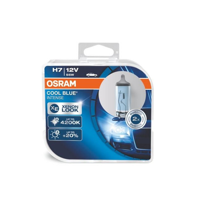 OSRAM Automobilinės lemputės COOL BLUE INTENSE H7 55W 12V PX26D 2vnt (NAUJAS KODAS - L64210CBN-HCB)