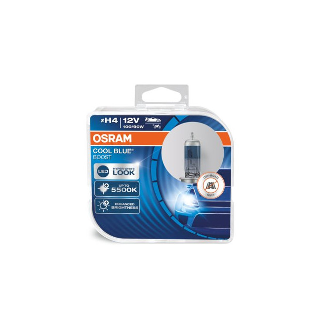 OSRAM Automobilinės lemputės COOL BLUE BOOST H4 100/90W 12V P43T 2vnt