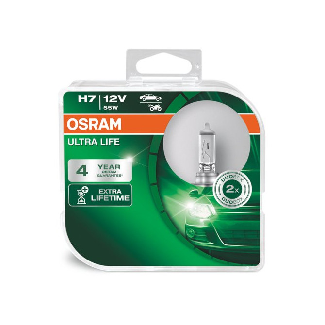 OSRAM Automobilinės lemputės ULTRA LIFE H7 55W 12V PX26D 2vnt