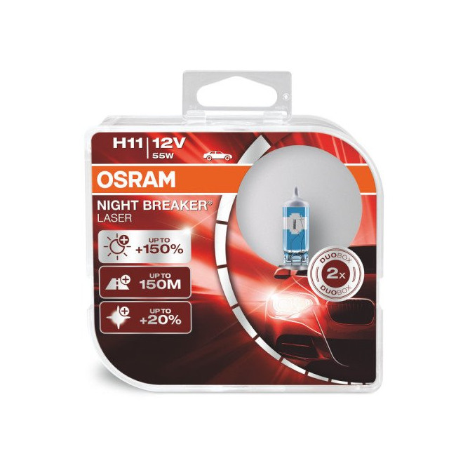 OSRAM Automobilinės lemputės NIGHT BREAKER LASER +150% H11 55W 12V PGJ19-2 2vnt