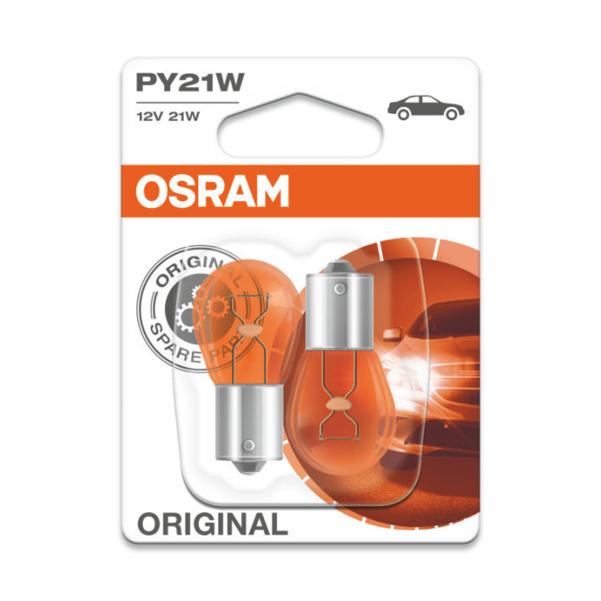 OSRAM Automobilinės lemputės 21W 12V BAU15S (geltona) 2vnt