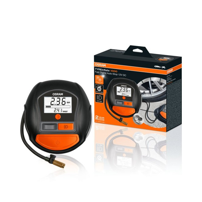x OSRAM TYREinflate 1000 skaitmeninis oro kompresorius 15A 5.5bar