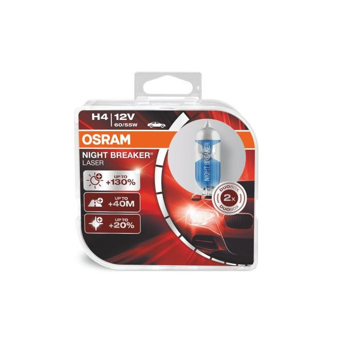 OSRAM Automobilinės lemputės NIGHT BREAKER LASER H4 60/55W 12V P43T 2vnt