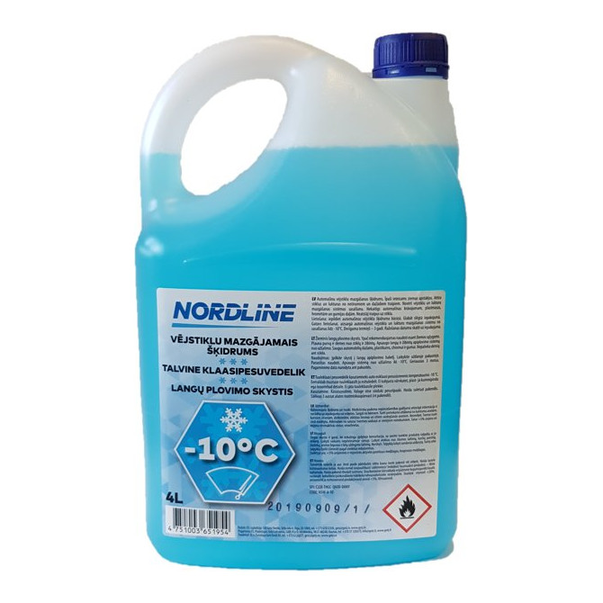 NORDLINE Žieminis langų plovimo skystis -10*C 4L Žaliosios citrinos kvapo. Be metanolio!
