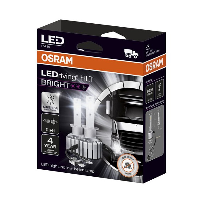 OSRAM LED Automobilinės lemputės H1 13W 24V P14.5SAX23  2vnt