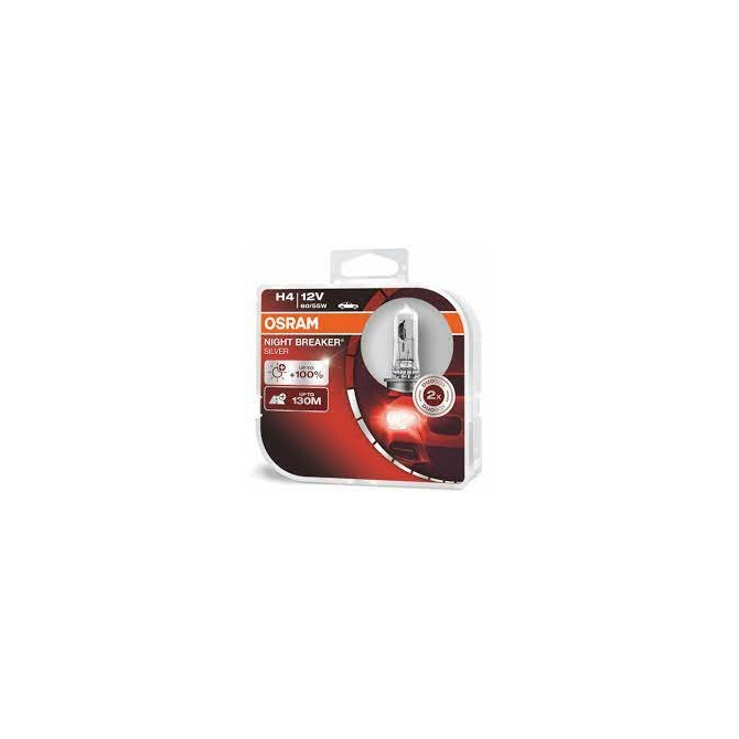 OSRAM Automobilinės lemputės NIGHT BREAKER SILVER +100% H4 60/55W 12V P43T 2vnt