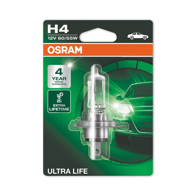 OSRAM Automobilinė lemputė ULTRA LIFE H4 60/55W 12V P43T  1vnt