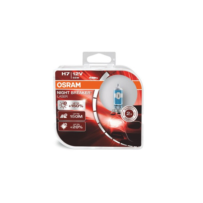 OSRAM Automobilinės lemputės NIGHT BREAKER LASER +150% H7 55W 12V PX26D 2vnt