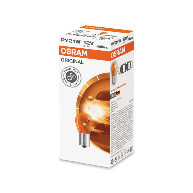 OSRAM Automobilinė lemputė 21W 12V BAU15S (geltona) 1vnt