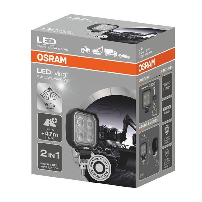 Osram LEDriving® kubinis žibintas WL VX80-WD 12/24V 12W 47m ilgas šviesos srautas 1350lm