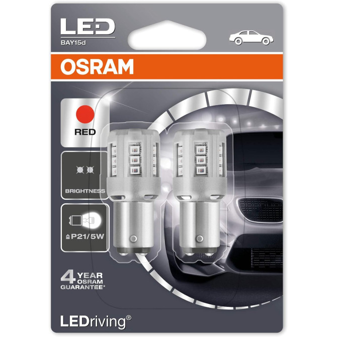 OSRAM x OSRAM Automobilinės lemputės LED 12V P21/5W Red 2vnt 