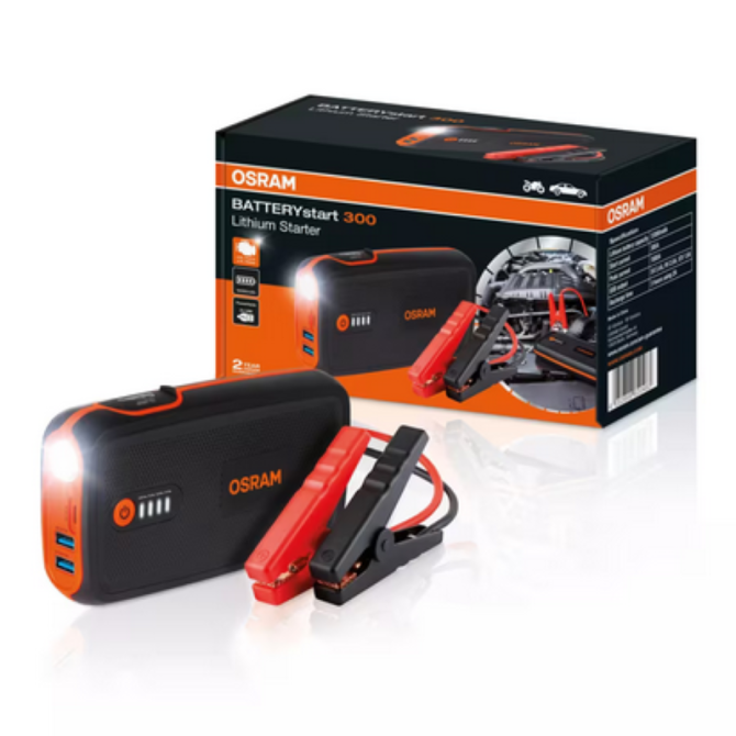 OSRAM ACE akumuliatorius-užvedėjas ličio 13000 mAh,min srovė 300A.max srovė 1500A ,5V 2,4A,9V2.0
