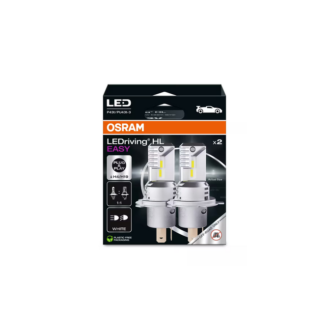 OSRAM LED Automobilinės lemputės  H4/H19  12V 1400/1150lm(HB/LB) 6000K 2vnt.