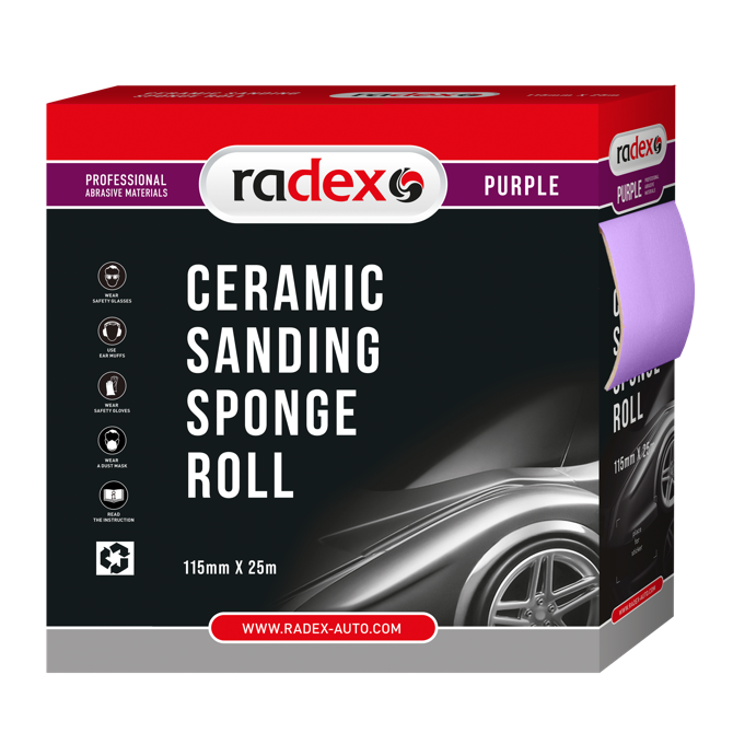 RADEX Ceramic.popier. P180 minkštu  pagrindu 114mmX25m 