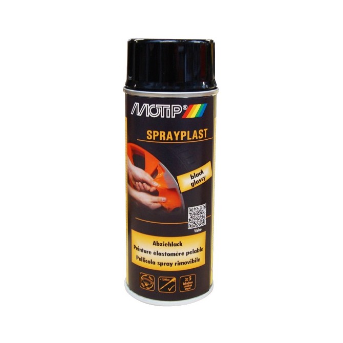 MOTIP Spray Plast Set Black Glossy 400ml отслаиваемая краска, черная