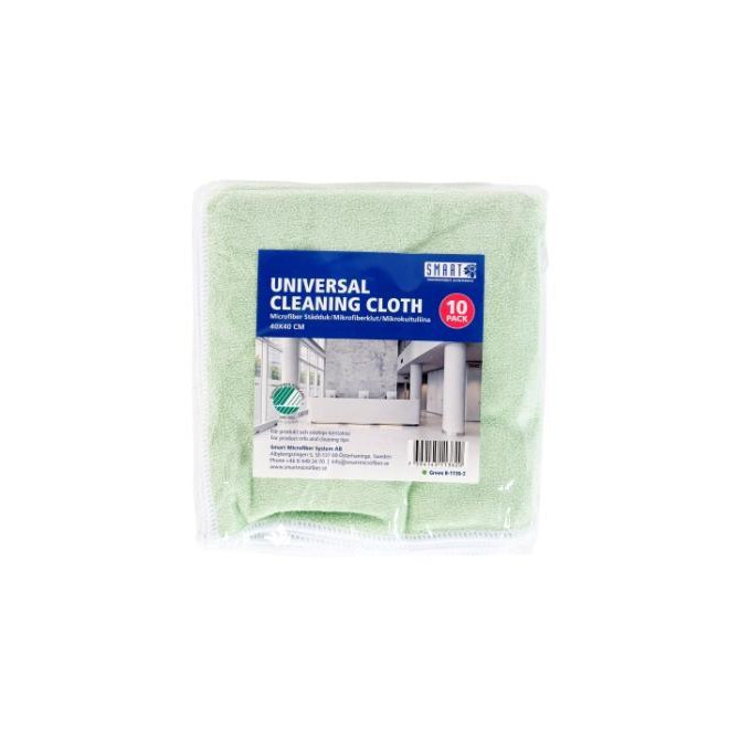 SMART Cleaning cloth green, 40x40cm, 10pack Universālo tīrīšanas lupatiņu komplekts 10 gab