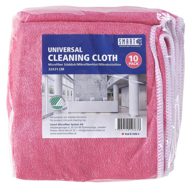 SMART Cleaning cloth red, 40x40cm, 10pack Universālo tīrīšanas lupatiņu komplekts 10 gab