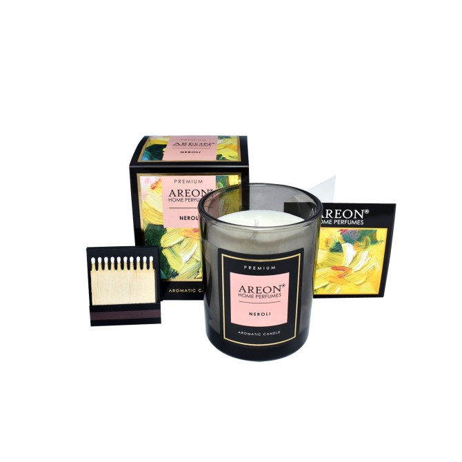 AREON Neroli scented candle with wish card and matches ~40 H