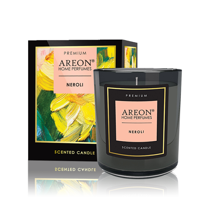 AREON Neroli scented candle with wish card and matches ~40 H